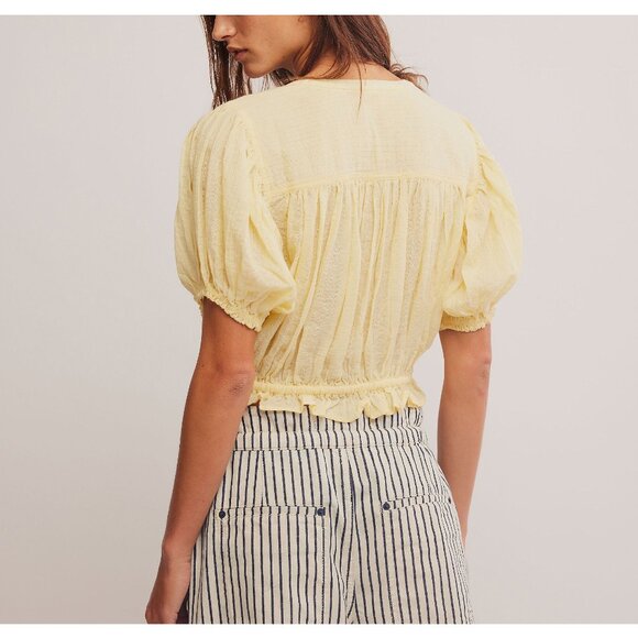 🎉LAST CHANCE🎉 FREE PEOPLE Little Cloud Shirt / Banana Cream - Picture 3 of 6
